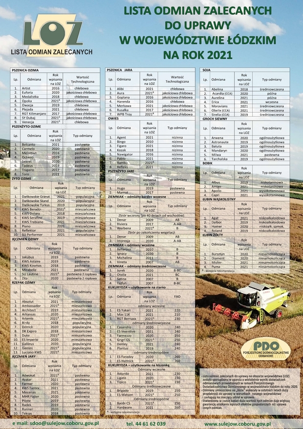 zdjęcie zawiera Listę odmian zalecanych  i doboru odmian do uprawy na terenie województwa łódzkiego w 2021 roku 